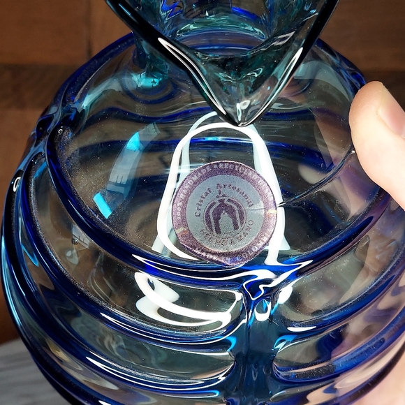 Recycled Glass Pitcher Blue - Picture 9 of 14